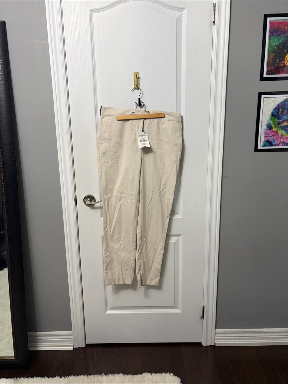 Zara Women's Cream Straight Trousers